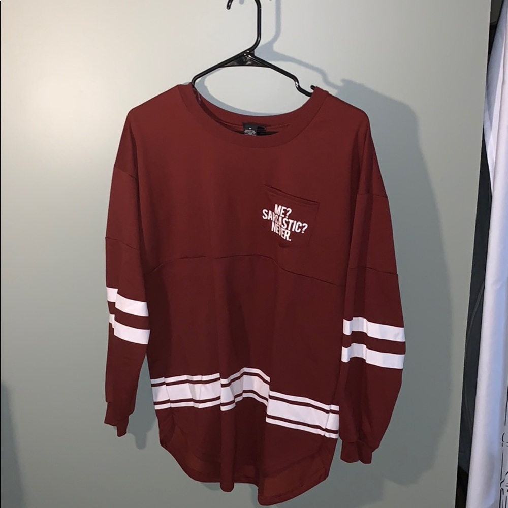 Reddish brown football striped shirt